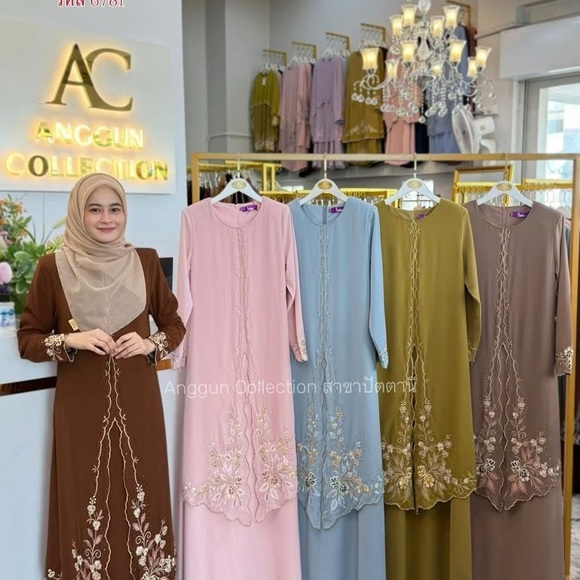 Thalian High Low Dress - Brown, Pink, Blue, Olive - Picture 1 of 5